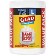 Glad Wavetop Tie Rubbish Bags, 72 Large Kitchen Tidy Bags, Large Size Fits 35L Bin, 72 Count