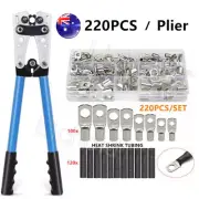 220PC Assorted Copper Ring Lug Terminal Wire Bare Cable Crimp Connectors Kit