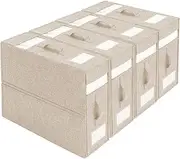 Bed Sheet Organizers and Storage,Foldable Sheet Organizer For Linen Closet,Linen Bedding Storage Box With Leather Handle For Bedsheets,Flannel Blankets,Thin Quilts (Beige, King (U.K. Standard))
