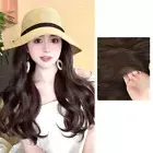 Bucket Hat Long Curly Wave Hair Wigs Sun Visor Sun Cap with Hair Daily Use