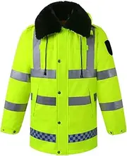 construction vest Waterproof Reflective Clothing Thicken Cold and Warm Traffic Safety Clothing Cycling Fluorescent Jacket safety vest mesh (Color : Green, Size : 2XL)
