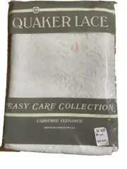 Elegant White Quaker Lace Vintage Tablecloth Rectangular 64" x 84" Bows Ribbons