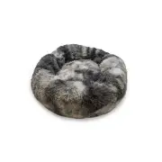 Black/White Tie dye - Dog & Cat Donut Plush Calming Bed - Anti Anxiety Bed