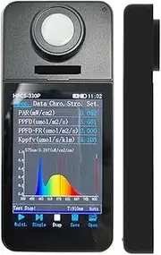 PPFD Spectrometer with Wavelength Range 350-800nm Wireless Light Spectrum Analysis Equipment PAR Meter for LED Grow Lights HPCS-330P for Home, Plant Growth Lab