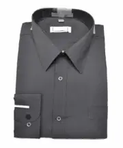 Men's Dark Gray Long Sleeve Dress Shirts ( 14 1/2 / 32-33 )