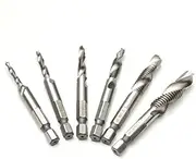 M3-M10 HSS Tap Drill Bit Tap Countersink Deburr 6PCS Metric Combination 1/4 in Quick Change Hex Screw Twist Drill Tool Hand Tool Accessories
