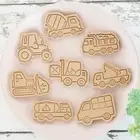 8PCS Engineering Truck Cookie Cutter Plastic 3D Cartoon Pressable Biscuit Mol WS