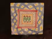 McKenzie Childs Pottery aalsmeer tulip Ceramic Tile Trivet 8x8 Hot Plate 2 avl