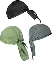 [MUSISALY] Summer Essential: Quick Dry Hat Turban 3 Pack Head Wraps Cycling Cap Cooling Headwear Helmet Liner for Outdoor Activities Black
