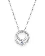 Diamond Circle Pendant Necklace in 14K White Gold, .30 ct. t. w.