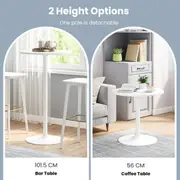 Costway 2Pcs 101.5/56cm Bistro High Round Bar Table Coffee Table Cocktail Table Pub Cafe Dining Side Table White
