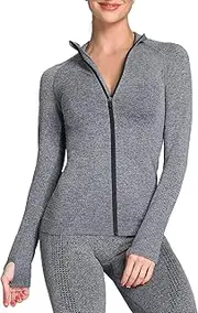 [Aoxjox] Women's Vital Seamless Workout Long Sleeve Crop Top Gym Sport Shirts