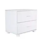 Bedside Table Side Storage Cabinet Nightstand Bedroom 2 Drawer Legs ETTA WHITE L