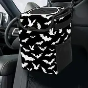 Black and White Goth Bats Car Trash Can with Lid Collapsible Reusable Waterproof Car Garage Bag,Automotive Garbage Can,Car Accessories Interior Car Organizer