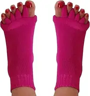 Happy Feet Toe Separator Alignment Socks - Comfortable Toe Separator Socks Massage Socks – Prevent Foot Cramp and hammertoes, Fuchsia, One Size