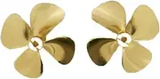 Pexorin 1pair Forward Reverse Propeller Zinc Alloy 4-Blade Paddle RC Tug Bait Boat Model Screws Prop Impeller Dia 55/60mm Aperture 4mm Remote Control Boat Propeller(Dia 60mm Golden)