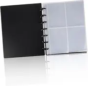 SEWACC Four-grid Card Album Credit Card Binder Newborn Journal Book Album Photo Collector Star Card Holder Travel Scrapbook Pictures Book Scrapbooks Photo Albums Pocket Binder Black Pvc