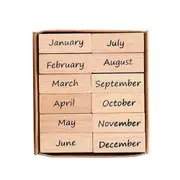 Vintage Month Wood Stamp Set Bullet Journal Rubber Stamps for Scrapbooking Cards Decoration Embossing Craft standard stamp
