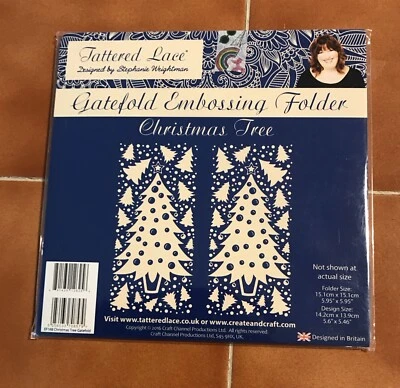 Ef 168 Tattered Lace Gatefold Embossing Folder Christmas Tree New Sealed