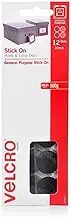 VELCRO Brand Stick On Hook and Loop Dots General Purpose Peel and Stick Adhesive - 22mm Dots, 12 Pack, Black