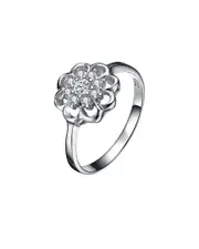 Genevive Silver CZ Flower Ring