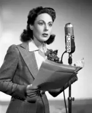 versatile Radio actress Vicki Vola with a microphone She is hear 1940s Photo 1