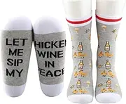 [TSOTMO] Funny Chicken Socks Drinking Lover Gift Cute Chicken and Wine Gift Chicken Wine In Peace Socks Gift for Women (SIP MY socks), Sip My Socks, One Size