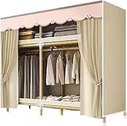 Polyester Portable Closets with Curtain Large Capacity Wardrobe Clothes Closet Free Standing Wardrobe Stable Closet