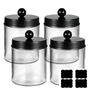 4Pcs/Set Clear Glass Storage Jar Bathroom Dresser Storage Container Vanity Makeup Countertop Organiz