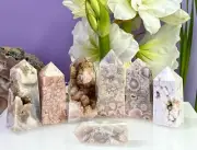 Wholesale Lot 3 Lbs Natural Pink Amethyst Flower Agate Obelisk Tower Crystal
