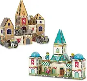 PicassoTiles 70pc Middle Age Medieval and Castle Theme Tile 2in1 8 Character Action Figures Magnet Tiles Building Block Pretend Magnetic Play Fine Motor Skill STEM Educational Construction Age3+ PTQ01