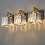 Modern Crystal Bathroom Vanity Light - 3-Lights Black Gold Wall Lamp