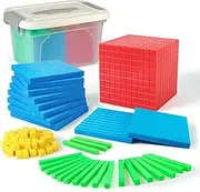 TOMMYHOME Plastic Base Ten Blocks Set,Maths manipulatives for 2nd Grade classrooms.Place Value Blocks,Counting Cubes to Help Kids Learn Maths (1)