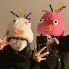 Cartoon Big Eyes Knitted Hat Plush Wool Hip Hop Cap Cute Fashion Cold Cap
