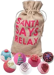Bomb Cosmetics Santa Says Relax Handmade Hessian Bath Blaster Gift Box [7 Pieces], 1.1 kg