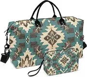 [ZRYSMY] Duffel Bag for Traveling, Abstract Tribe Pattern Travel Bag Gym Bag, with Multiple Interior Pockets Shoulder Weekender Bag for Women Men with Toiletry Bag 20.5L x 1.9W x 13.8H, Multi-Colored