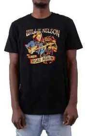 NEW BRIXTON X WILLIE NELSON UNISEX "ON THE ROAD AGAIN" T-SHIRT 22379