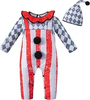 LATOBREATH Baby Boy Halloween Clown Costume Funny Kids Jumpsuits Bodysuit Toddlers With Hat