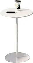 High Top Bar Table 15.7''/ 18.9''/ 23.6'' Round Cocktail Bar Table with Metal Base, White Modern End Table Leisure Coffee Table for Small Space Dining Room, Kitchen(48x56cm)