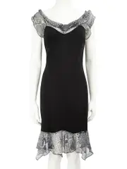 Black Wool Snake Trim Dress