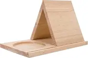 LOPUNER Wooden Triangular Bookshelf with Coaster Multifunctional Desktop Book Holder Page Rest Elegant Natural Finish Portable Storage for Books and Cups