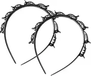 2Pcs Black Double - Layer Twist Plait Headband, Hairpin for Double Bangs, Women’s Hair Twister Clip with Multi - Layer Hollow Woven Design.