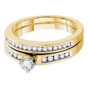 14k Yellow Gold Diamond Bridal Wedding Ring Set 1/2 Cttw