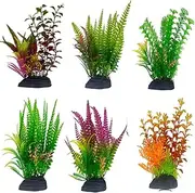 6 PCS Fish Tank Plants Artificial, Fish Artificial Aquatic Plants in Plastic Large Aquarium Decorations, Aquarium Fish Tank Plastic Plants Ornaments Colorful.
