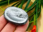 Hematite Worry Stone, Hematite Crystal Energy Worry Stone, Pocket Stone, 1.5"