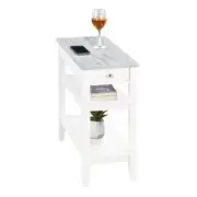 Convenience Concepts End Table 11.25"x24"x23.5" Birch MDF Faux Marble/White
