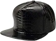 [WITHMOONS] High Shine Crocodile Baseball Cap Flat Brim Snapback Hat Shiny Hip Hop Cap YZ20191