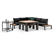 Nova Aluminium Lounge and Dining Setting with Cart - Outdoor Aluminium Lounges