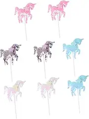 WHAMVOX Unicorn Cake Topper Set 8 Pieces Adorable Decorations for Wedding Birthday Cakes