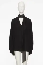 NWT Valentino Georgette Black Top Wms Size 40 Silk Chiffon Designer Blouse